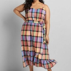 Lane Bryant Multicolor Plaid Midi Dress
